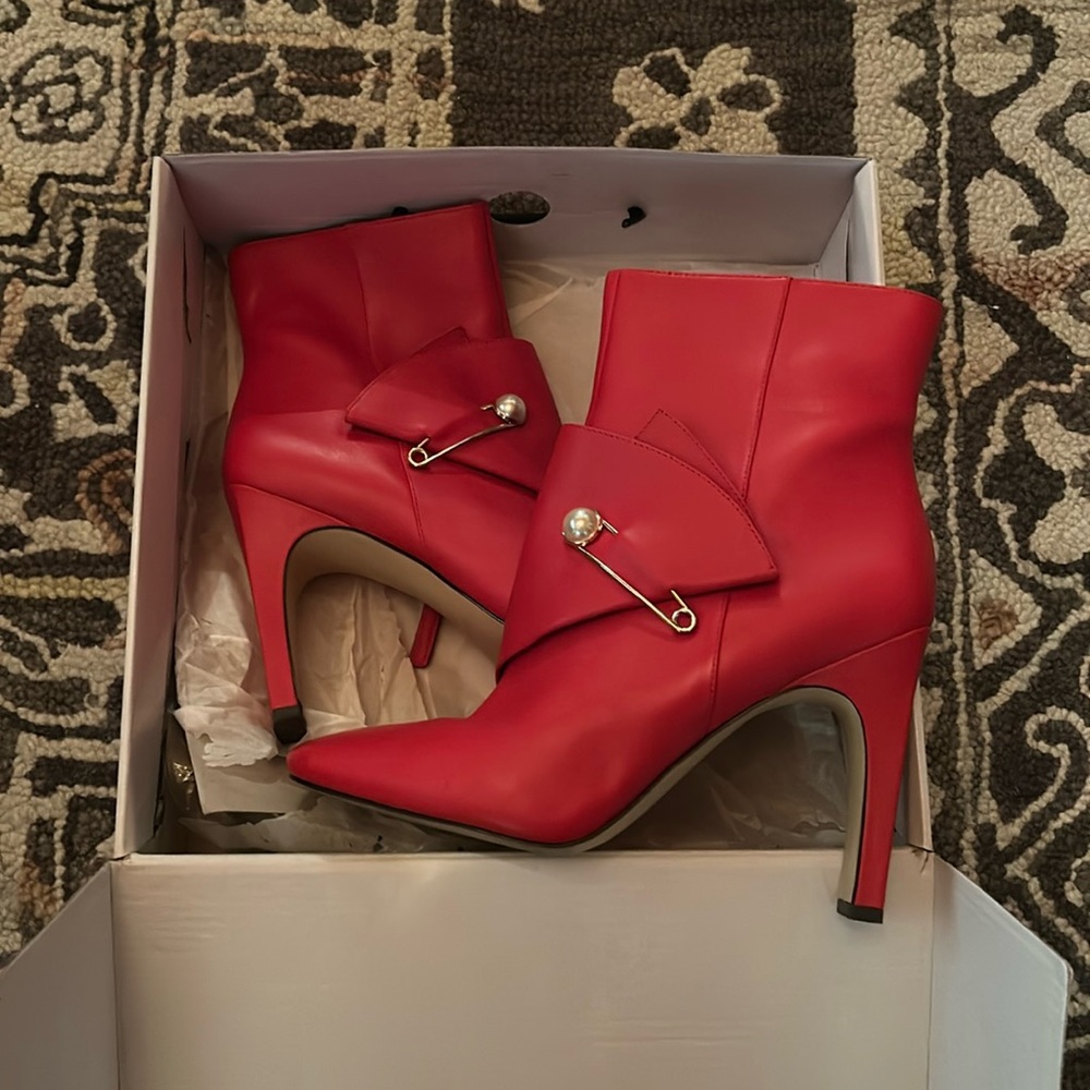 Nine West Red Leather Bootie